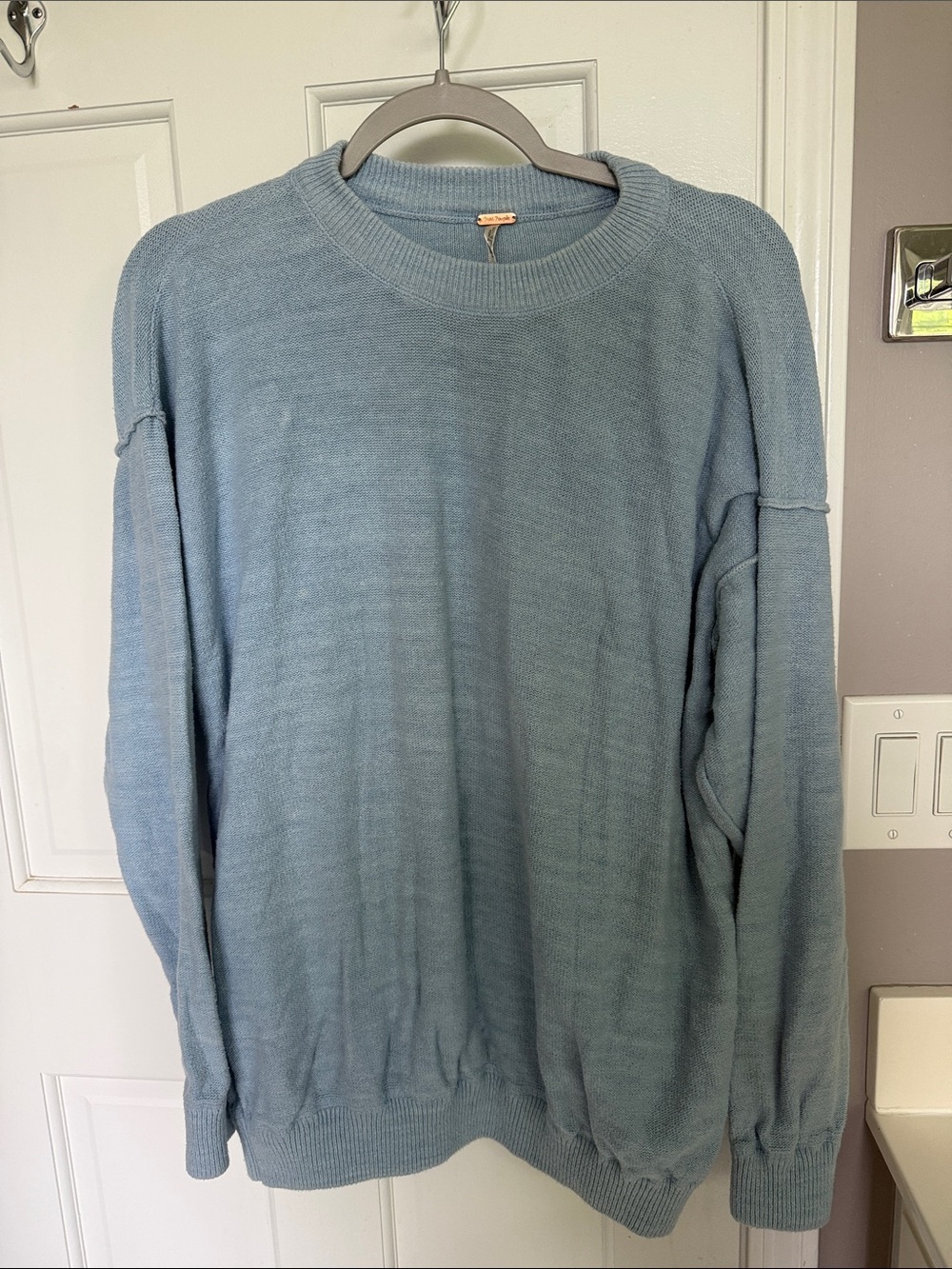 Free People Reverse Seam Mock Neck Oversize Cotton Pullover Sweater - Picture 1 of 8